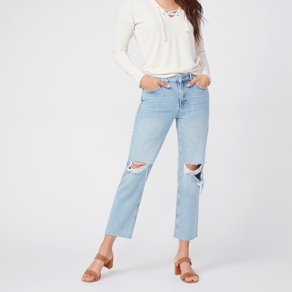 NWT Paige Noella Straight Distressed Jeans 25